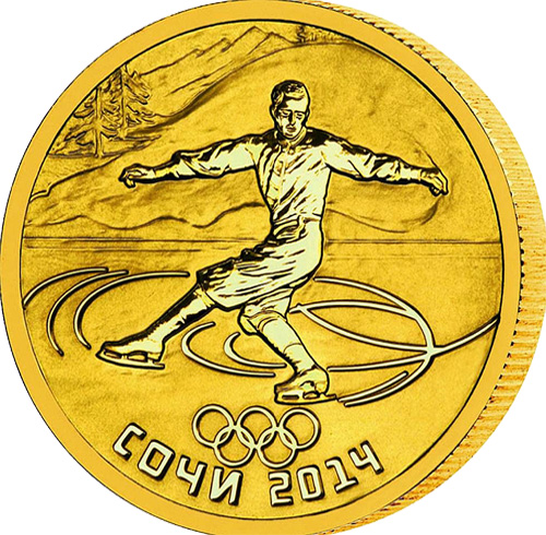Золотая монета «Фигурное катание. XXII Олимпийские зимние игры в Сочи 2014» 7,78 грамм