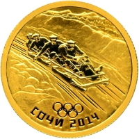 Золотая монета «Бобслей. XXII Олимпийские зимние игры в Сочи 2014» 7,78 грамм