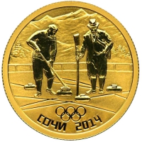 Золотая монета «Керлинг. XXII Олимпийские зимние игры в Сочи 2014» 7,78 грамм