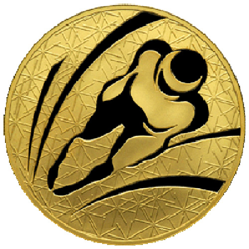 Золотая монета «Санный спорт» 31,1 грамм