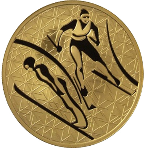Золотая монета Лыжное Двоеборье 200 рублей 31,1 грамм