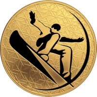 Золотая монета «Сноуборд» 31,1 грамм