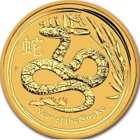 Золотая монета «Лунар-2 год Змеи» 2 oz 2013г.