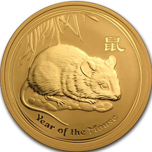 Золотая монета «Лунар-2 год Мыши» 1/2 oz 2008г.