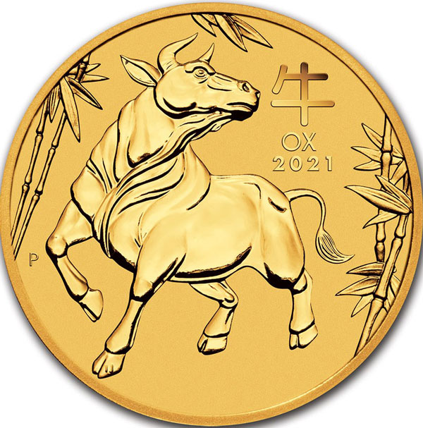 Золотая монета «Лунар-3 год Быка» 1 oz 2021г.