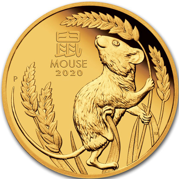 Золотая монета «Лунар-3 год Мыши» 1 oz 2020г.