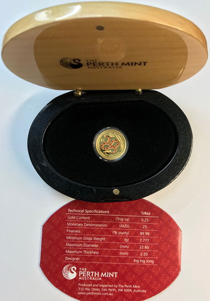 Золотая монета «Лунар-2 год Змеи Пруф» 1/4 oz 2013г.