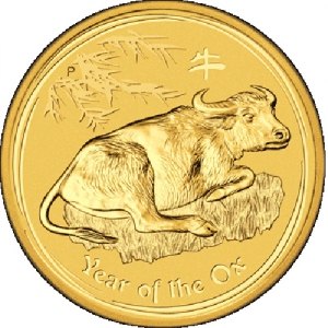 Золотая монета «Лунар-2 год Быка» 1/10 oz 2009г.