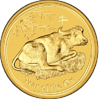 Золотая монета «Лунар-2 год Быка» 1/10 oz 2009г.