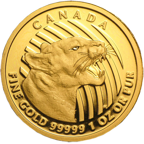 Золотая монета «Рычащая пума» 1 oz 2015г.